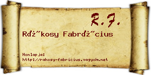 Rákosy Fabrícius névjegykártya